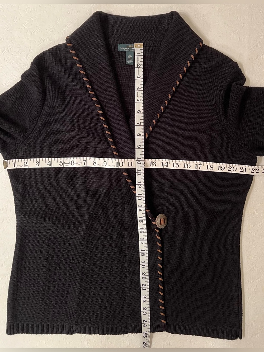 NWOT Ralph Lauren Cardigan XL 44 Chest Concho Button Faux Suede Whipstitch Trim